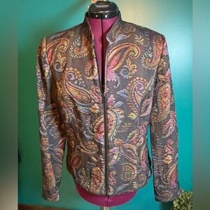 Nina Cole Black and Brown Lightweight Paisley Shirt Jacket